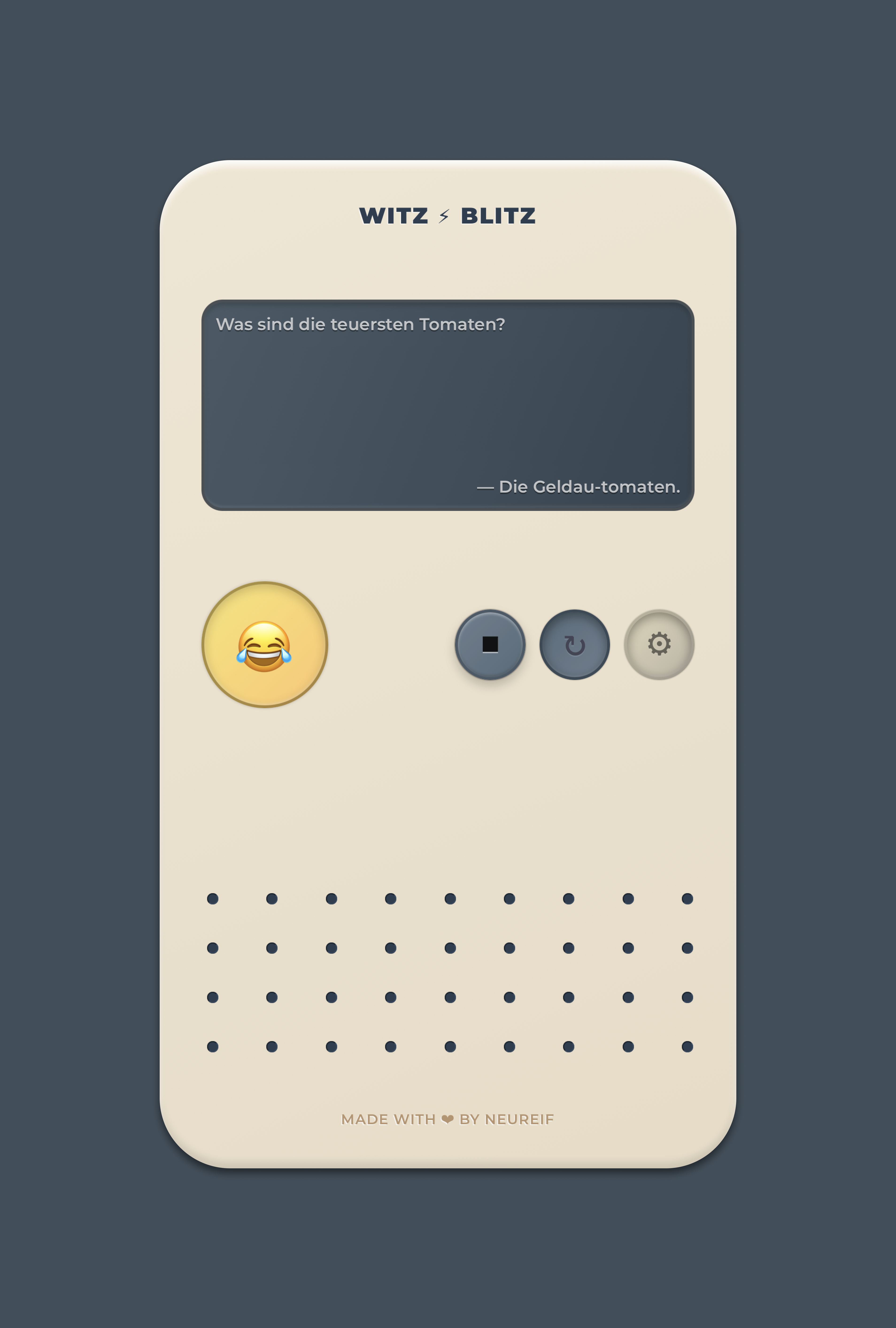 WitzBlitz Hauptbildschirm